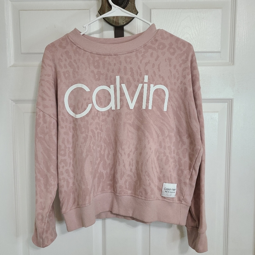 Calvin Klein Woman's Pink Long Sleeve Crewneck Sweatshirt, Size: Small